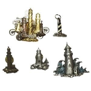 Lighthouse Brooches/Pins Lot of 5 Some Signed By JJ Nautical Cape Cod Seaside